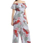 Cherrylavish Tropical Floral Print Jumpsuit With Ruffle On Bust