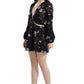 Cherrylavish Black Floral Print Crepe Fit & Flare Dress With Cut-outs