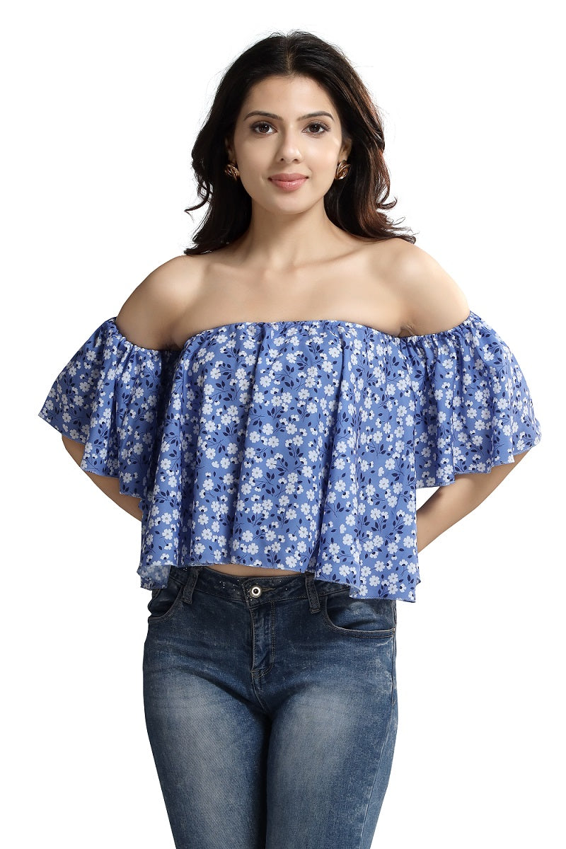 Lavender Floral Printed Bardot Top