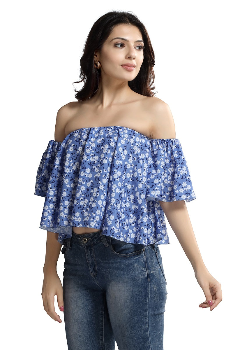 Lavender Floral Printed Bardot Top