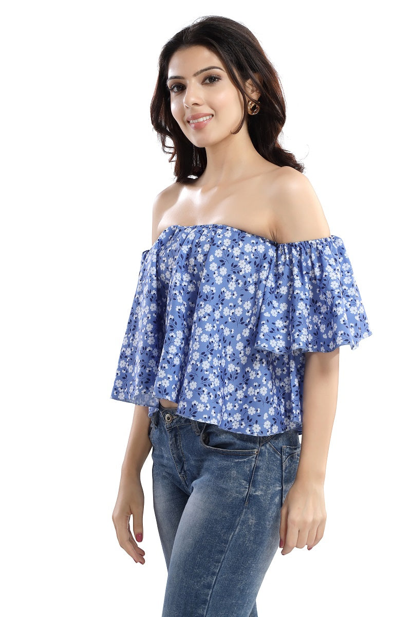 Lavender Floral Printed Bardot Top