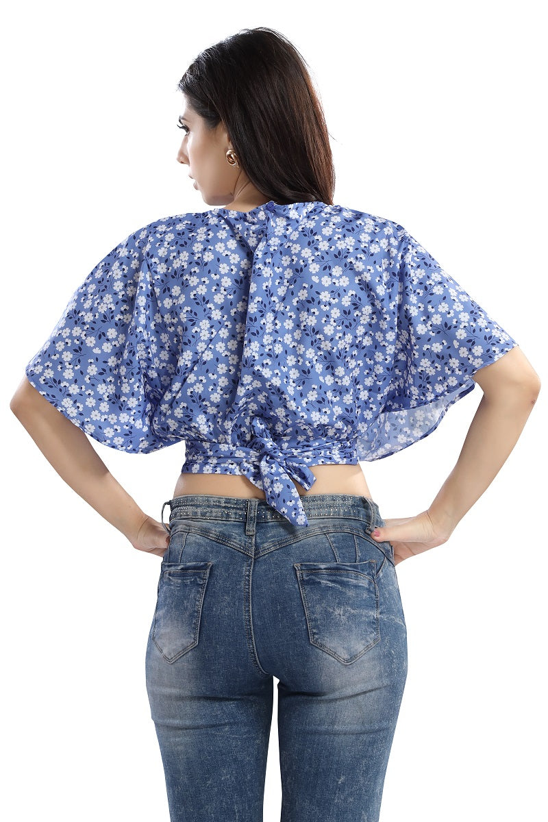 Tropical Floral printed Cinched Waist Top