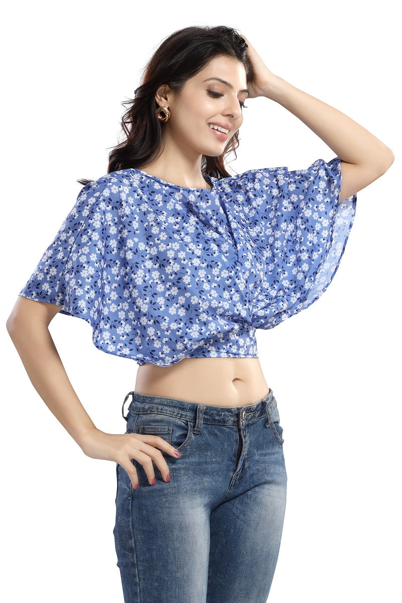 Tropical Floral printed Cinched Waist Top