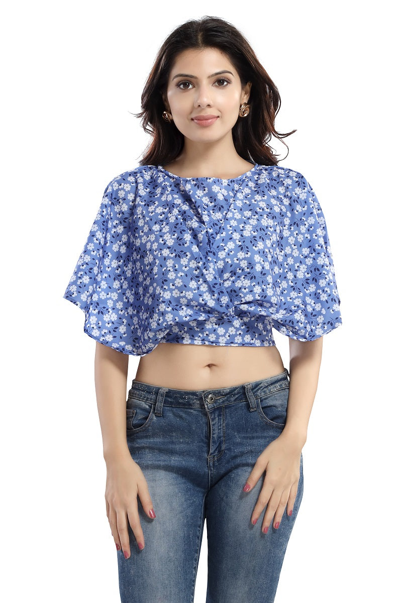 Tropical Floral printed Cinched Waist Top