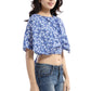 Tropical Floral printed Cinched Waist Top