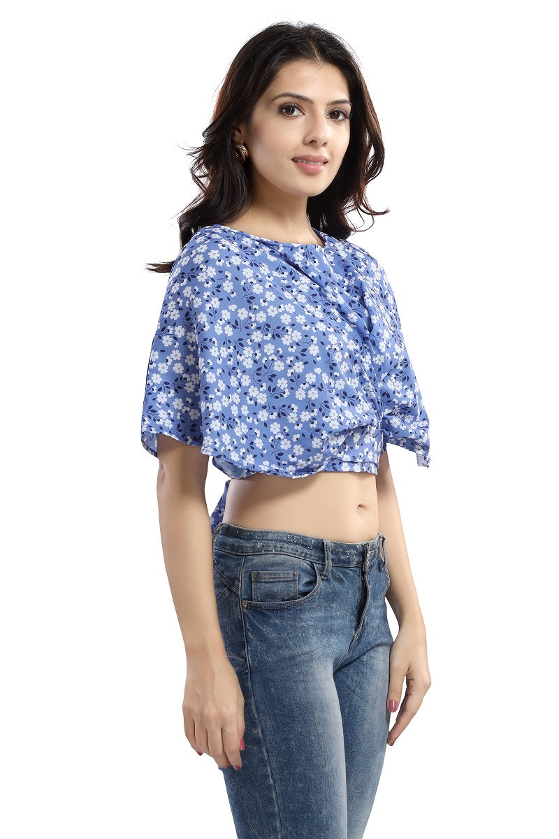 Tropical Floral printed Cinched Waist Top