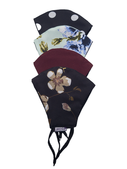 CherryLavish Poly Crepe Facemask - Set of 3- W/ Adjustable Elastic